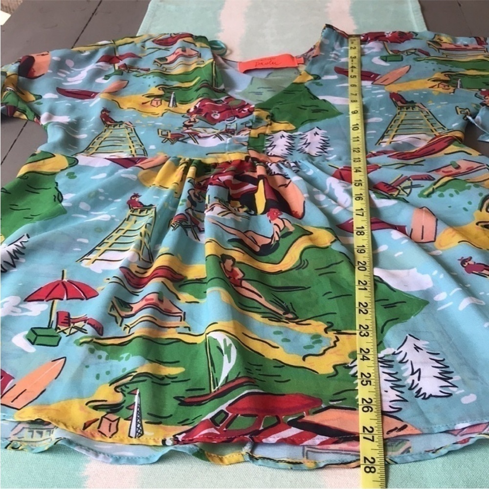 Riachuelo Daslu Scenic Beach Print V Neck Blouse Top - Picture 8 of 8